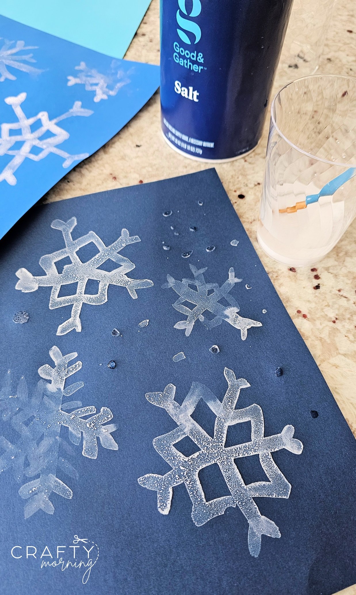 Salt Snowflake Paintings