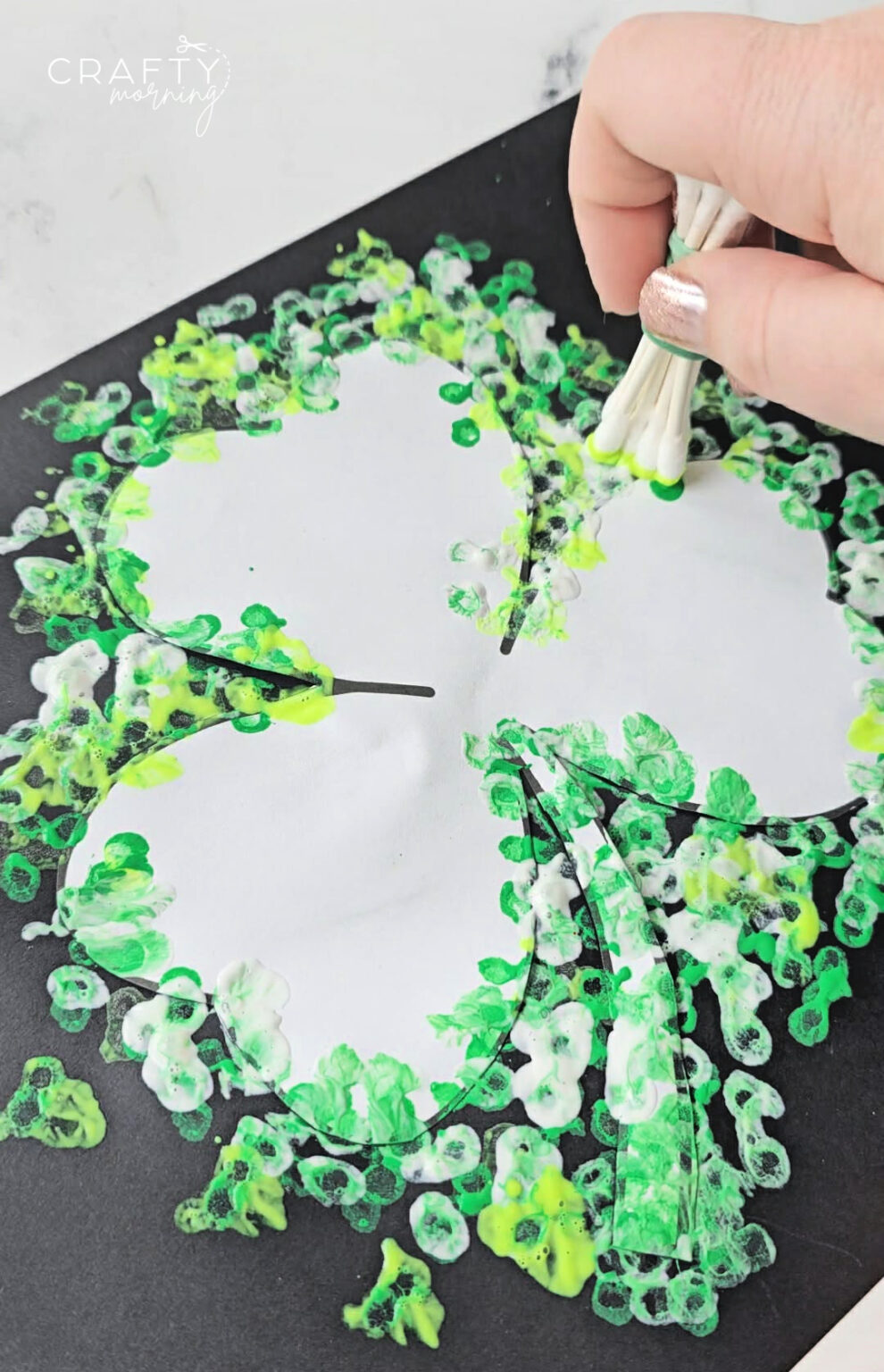 Shamrock Q-tip Craft (with Printable) - Crafty Morning
