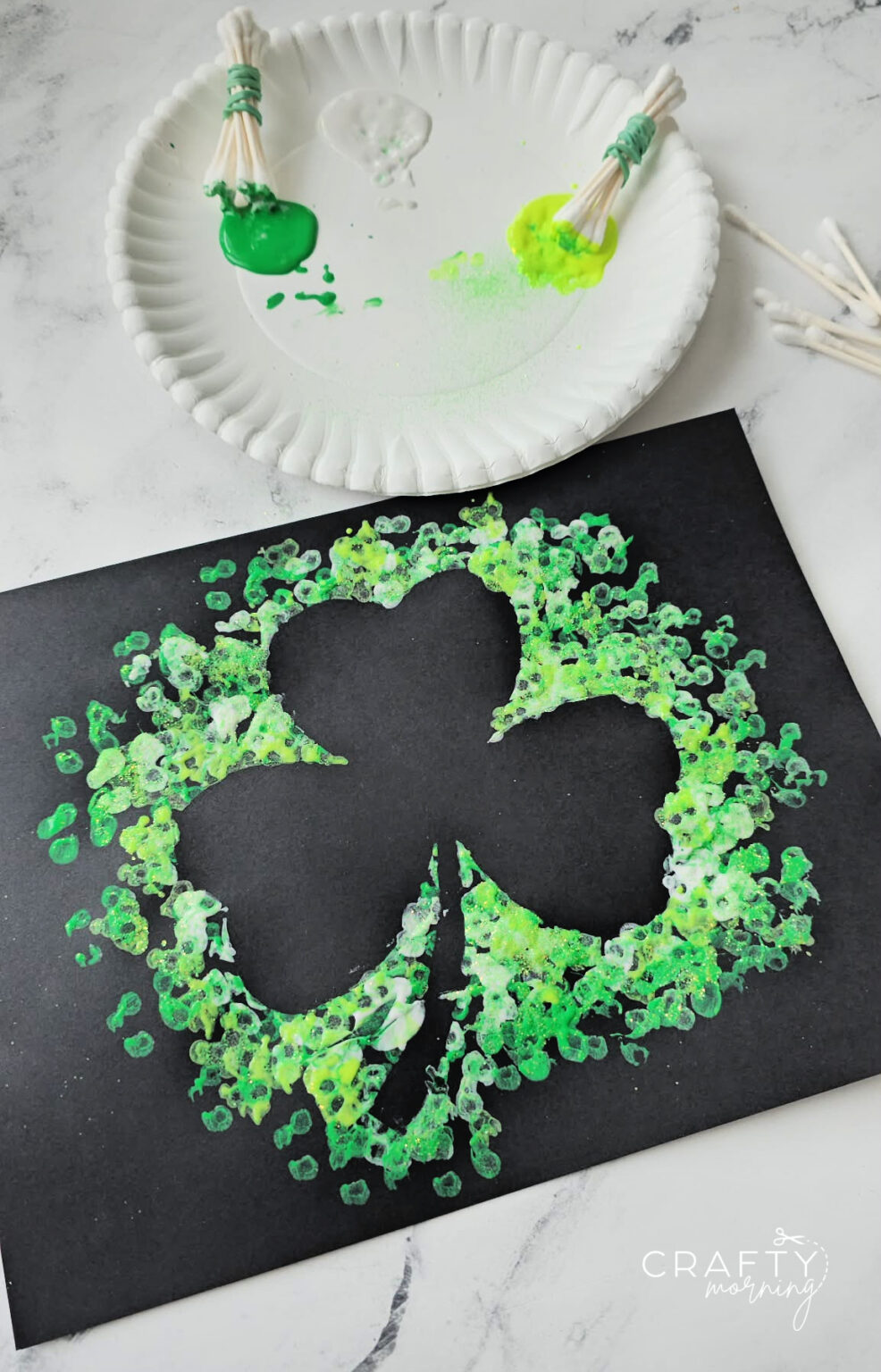 Shamrock Q-tip Craft (with Printable) - Crafty Morning